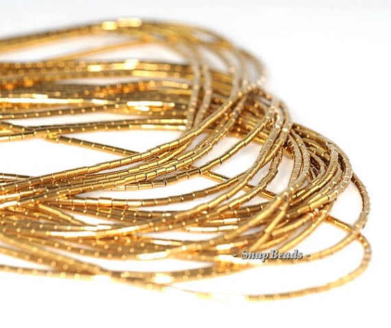 2x1mm Gold Hematite Gemstone Round Tube 2x1mm Loose Beads 16 Inch Full Strand Lot 1,2,6,12 And 50 (90185735-839)