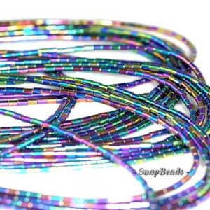 2x1mm Titanium Rainbow Hematite Gemstone Round Tube Loose Beads 16 Inch Full Strand Lot 1,2,6,12 And 50 (90185732-839)