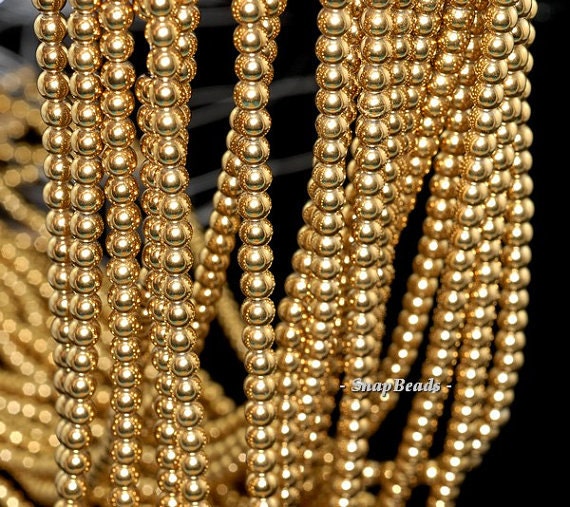 3mm Gold Hematite Gemstone Gold Round 3mm Loose Beads 16 Inch Full Strand Lot 1,2,6,12 And 50 (90147046-148)