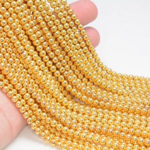 3mm Titanium Gold Hematite Gemstone Round 3mm Loose Beads 16 Inch Full Strand Lot 1,2,6,12 And 50 (80006010-483) 3mm Titanium Gold Hematite Gemstone Round 3mm Loose Beads 16 Inch Full Strand Lot 1,2,6,12 And 50 (80006010-483)