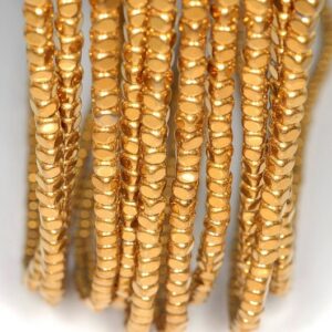 3x3mm Gold Hematite Gemstone Rounded Cube 3x3mm Loose Beads 16 Inch Full Strand Lot 1,2,6,12 And 50 (90185554-837)