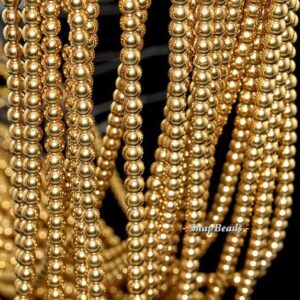 4mm Gold Hematite Gemstone Gold Round 4mm Loose Beads 16 Inch Full Strand Lot 1,2,6,12 And 50 (90147041-148)