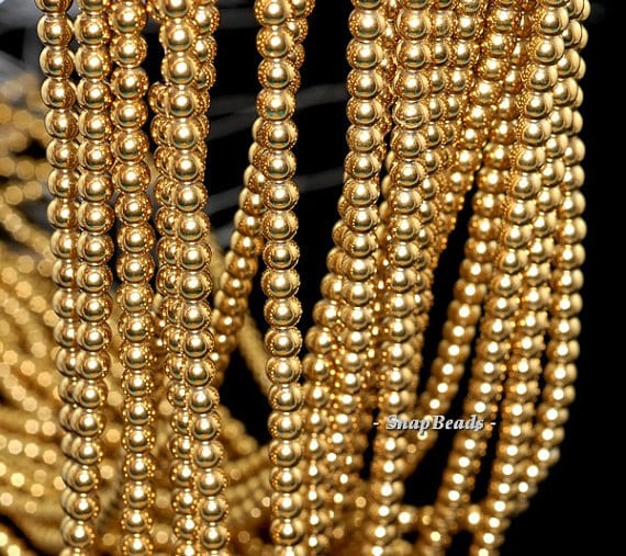 4mm Gold Hematite Gemstone Gold Round 4mm Loose Beads 16 Inch Full Strand Lot 1,2,6,12 And 50 (90147041-148)