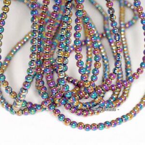 4mm Titanium Rainbow Hematite Gemstone Rainbow Round 4mm Loose Beads 16 Inch Full Strand Lot 1,2,6,12 And 50 (90191592-148)