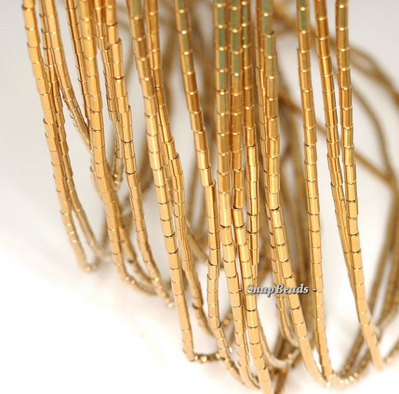 4x2mm Gold Hematite Gemstone Gold Round Tube 4x2mm Loose Beads 16 Inch Full Strand Lot 1,2,6,12 And 50 (90191558-148)