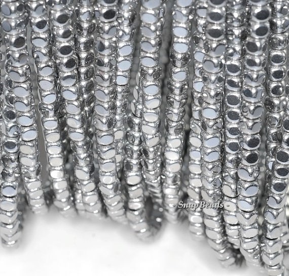 4x4mm Silver Hematite Gemstone Rounded Cube 4x4mm Loose Beads 15.5 Inch Full Strand Lot 1,2,6,12 And 50 (90185758-840)