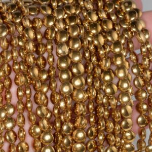 6mm Gold Hematite Gemstone Gold Flat Round Button Loose Beads 15.5 Inch Full Strand Lot (90182689-397)