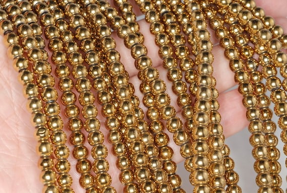 6mm Gold Hematite Gemstone Gold Round 6mm Loose Beads 15.5 Inch Full Strand Lot 1,2,6,12 And 50 (90182537-396)
