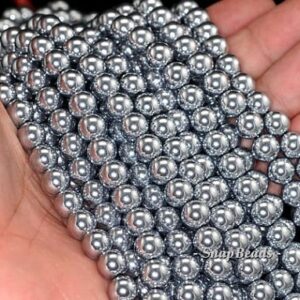 6mm Silver Hematite Gemstone Silver Round 6mm Loose Beads 15.5 Inch Full Strand Lot 1,2,6,12 And 50 (90182533-396)