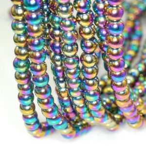 6mm Titanium Rainbow Hematite Gemstone Rainbow Round 6mm Loose Beads 16 Inch Full Strand Lot 1,2,6,12 And 50 (90189024-354)