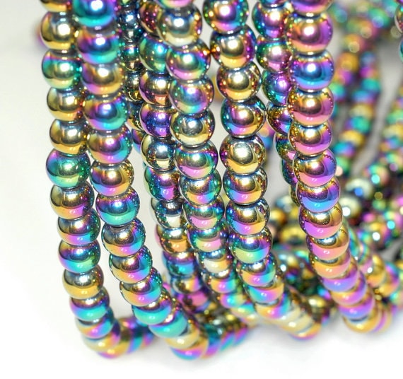 6mm Titanium Rainbow Hematite Gemstone Rainbow Round 6mm Loose Beads 16 Inch Full Strand Lot 1,2,6,12 And 50 (90189024-354)
