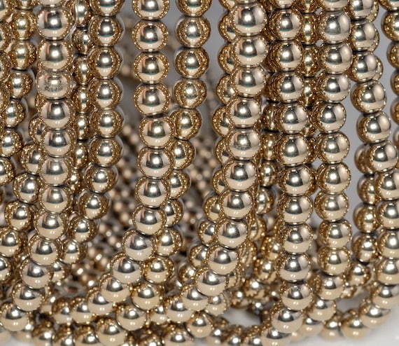 8mm 18k Gold Hematite Gemstone 18k Gold Round 8mm Loose Beads 15.5 Inch Full Strand Lot 1,2,6,12 And 50 (90182542-395)