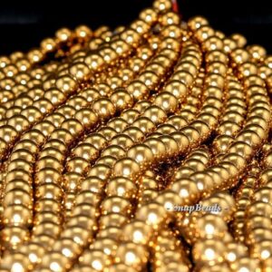 8mm Gold Hematite Gemstone Gold Round 8mm Loose Beads 16 Inch Full Strand Lot 1,2,6,12 And 50 (90145580-335)