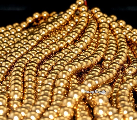 8mm Gold Hematite Gemstone Gold Round 8mm Loose Beads 16 Inch Full Strand Lot 1,2,6,12 And 50 (90145580-335)