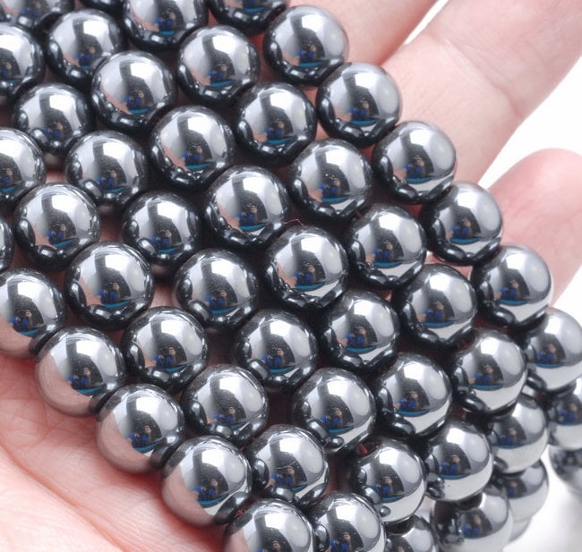 8mm Noir Black Hematite Gemstone Black Round Loose Beads 15.5 Inch Full Strand Lot 1,2,6,12 And 50 (90164891-14)