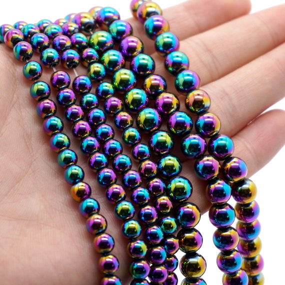 Rainbow Hematite Beads, Natural Gemtone Beads, Round Stone Beads 2mm 3mm 4mm 6mm 8mm 10mm