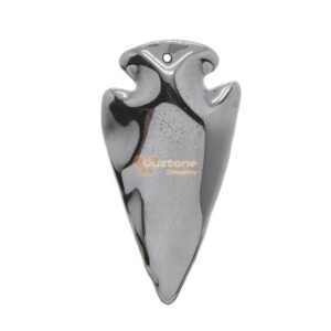 45mm Hematite Arrowhead Spearhead Carving Healing Stone Hand Crafted Bead