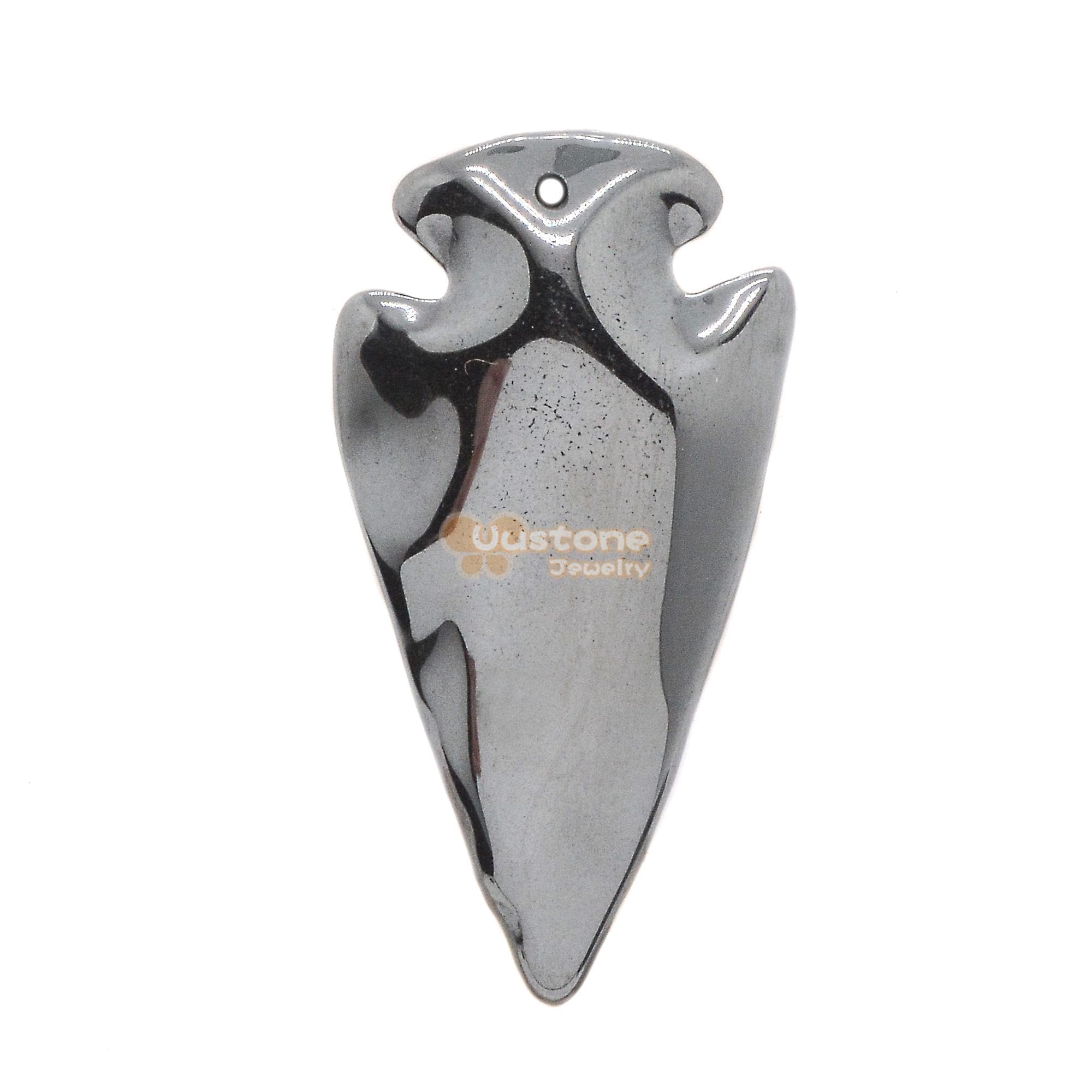 45mm Hematite Arrowhead Spearhead Carving Healing Stone Hand Crafted Bead