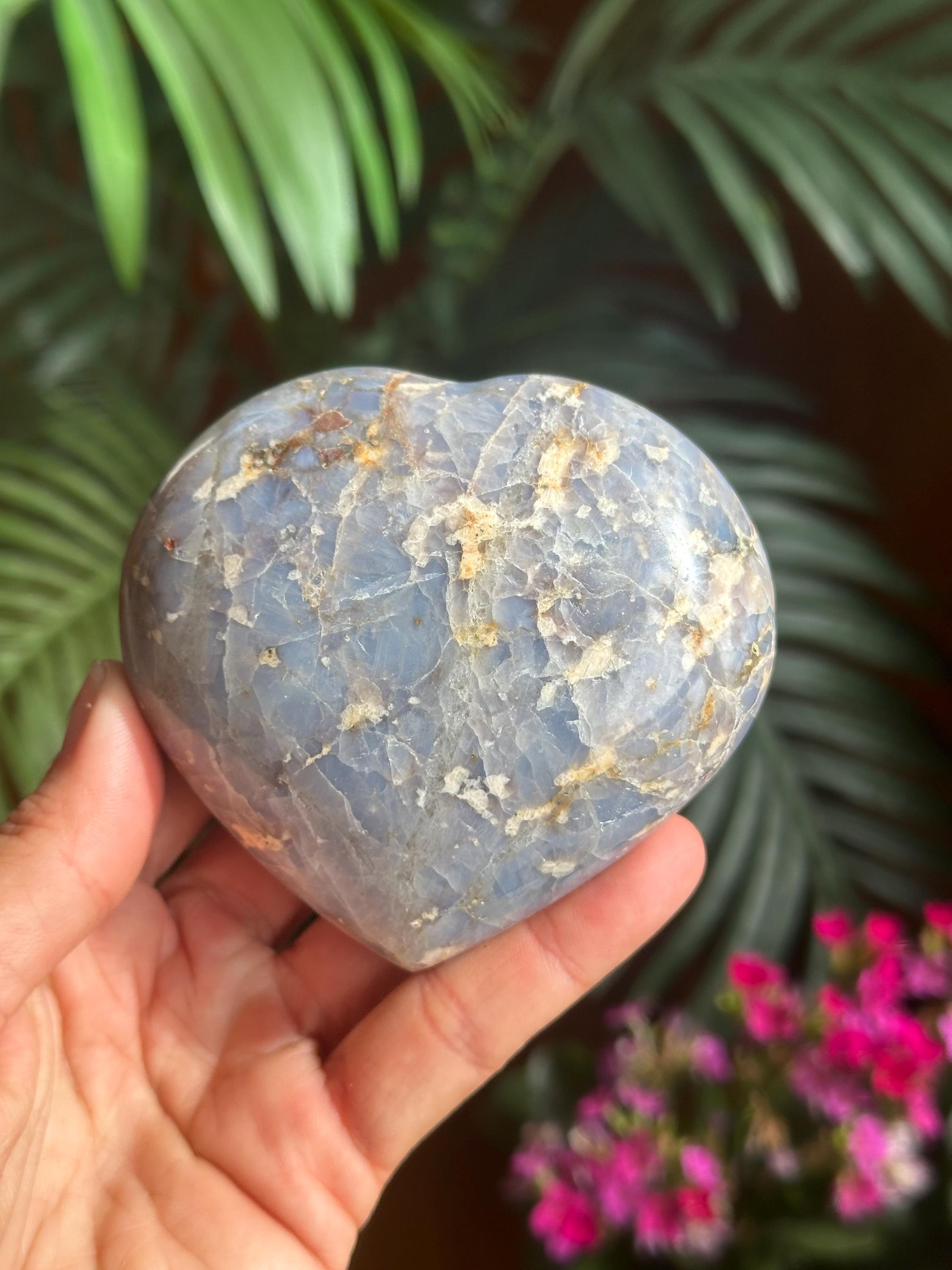 Blue Quartz With Hematite Heart