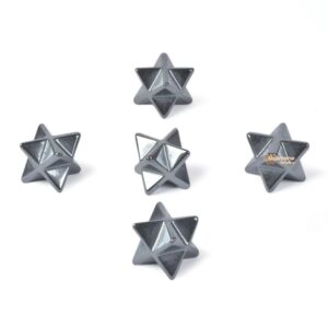 Carved Hematite Gemstone Crystal Merkaba Star Energy Healing Sacred Geometry Chakra Stone