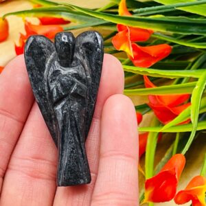 Hematite Crystal Angel Figurine, Standing Statuette, Metaphysical Healing Crystal - 1", 2", 3"