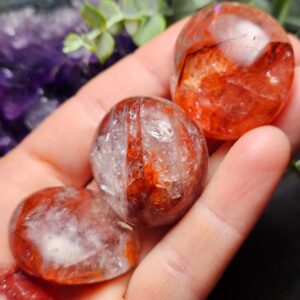 Fire Quartz Crystal - Palm Stone - Red Hematite - Red Hematoid Quartz - Hematoid Quartz Stone - Hematoid Quartz - Hematoid - Red Hematoid