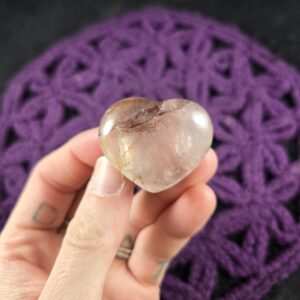 Hematoid Fire Quartz Heart Polished Crystal Pocket Stone Carved Root Base Chakra Red Hematite Heart Carving