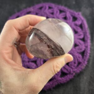 Hematoid Fire Quartz Palmstone Polished Crystal Palm Stone Freeform Root Base Chakra Red Hematite Included