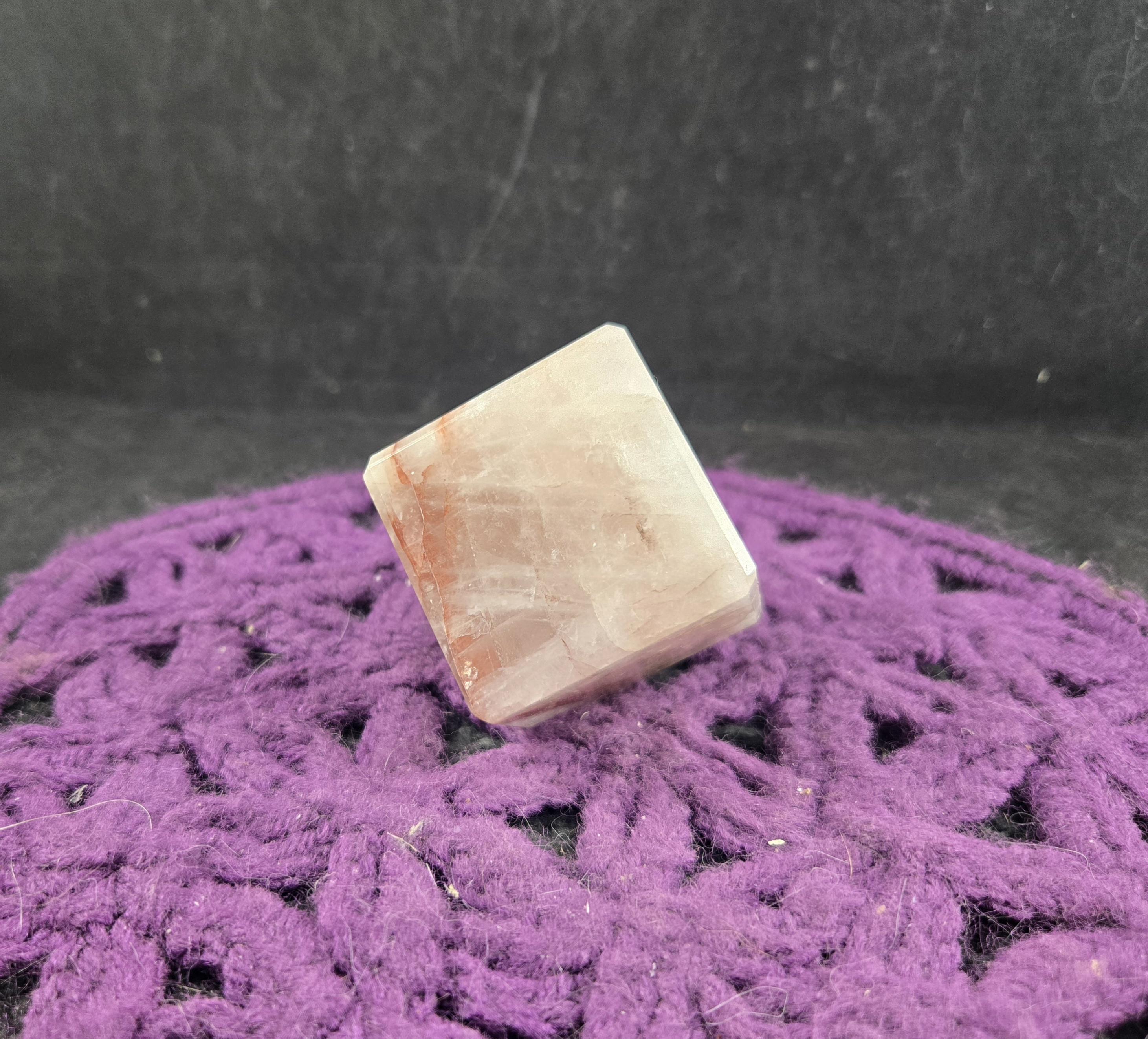 Hematoid Quartz Polished Standing Cube Fire Quartz Crystal Stones Red Hematite Sacred Geometry Shapes