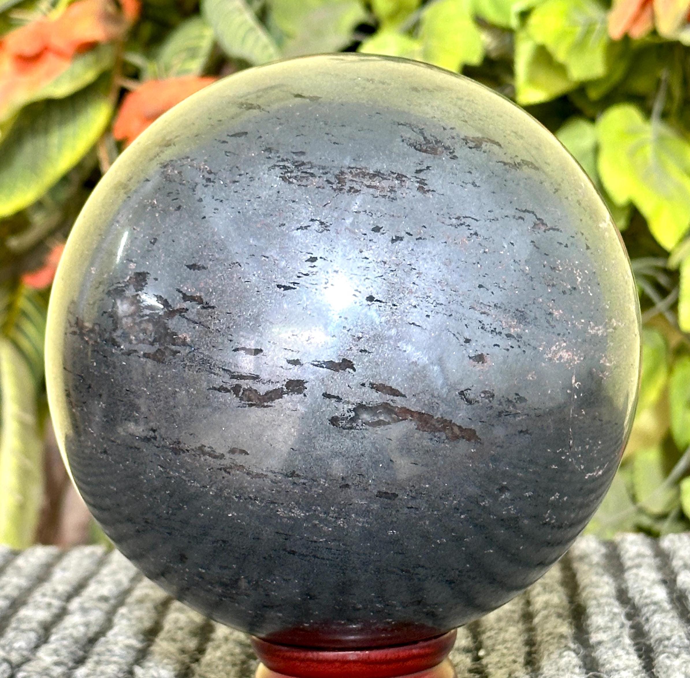 Huge 160mm Silver Hematite Sphere: Healing Chakra Stone, Metaphysical Decorative