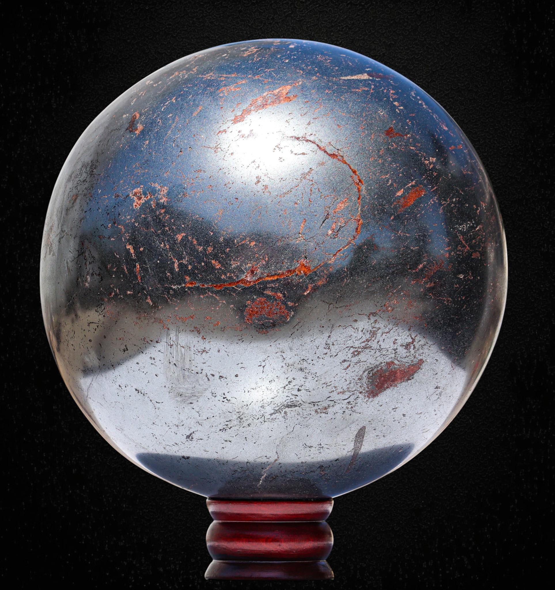 Massive 210mm Silver Hematite Sphere 22kg Giant Crystal Ball Grounding Stone Natural Home Decor