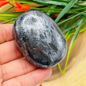 Hematite Palm Stone, Healing Crystal Massage Stone, Pocket Gemstone