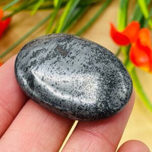 Hematite Smooth Stone, Palm Massage Stone, Healing Crystal