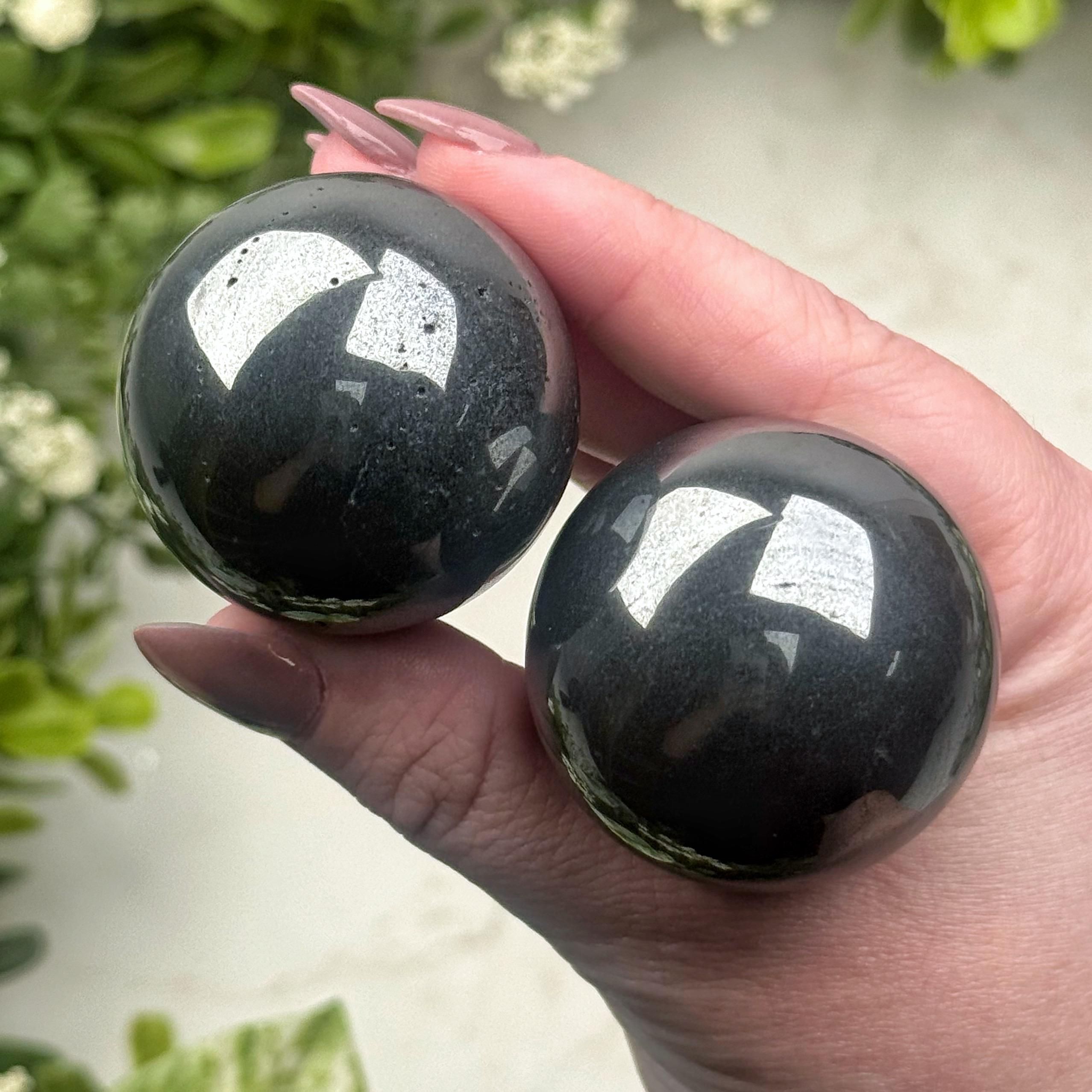 Hematite Sphere | 40mm | - No. 501 (polished Black Crystal Ball, Root Chakra, Healing Stone, Grounding)
