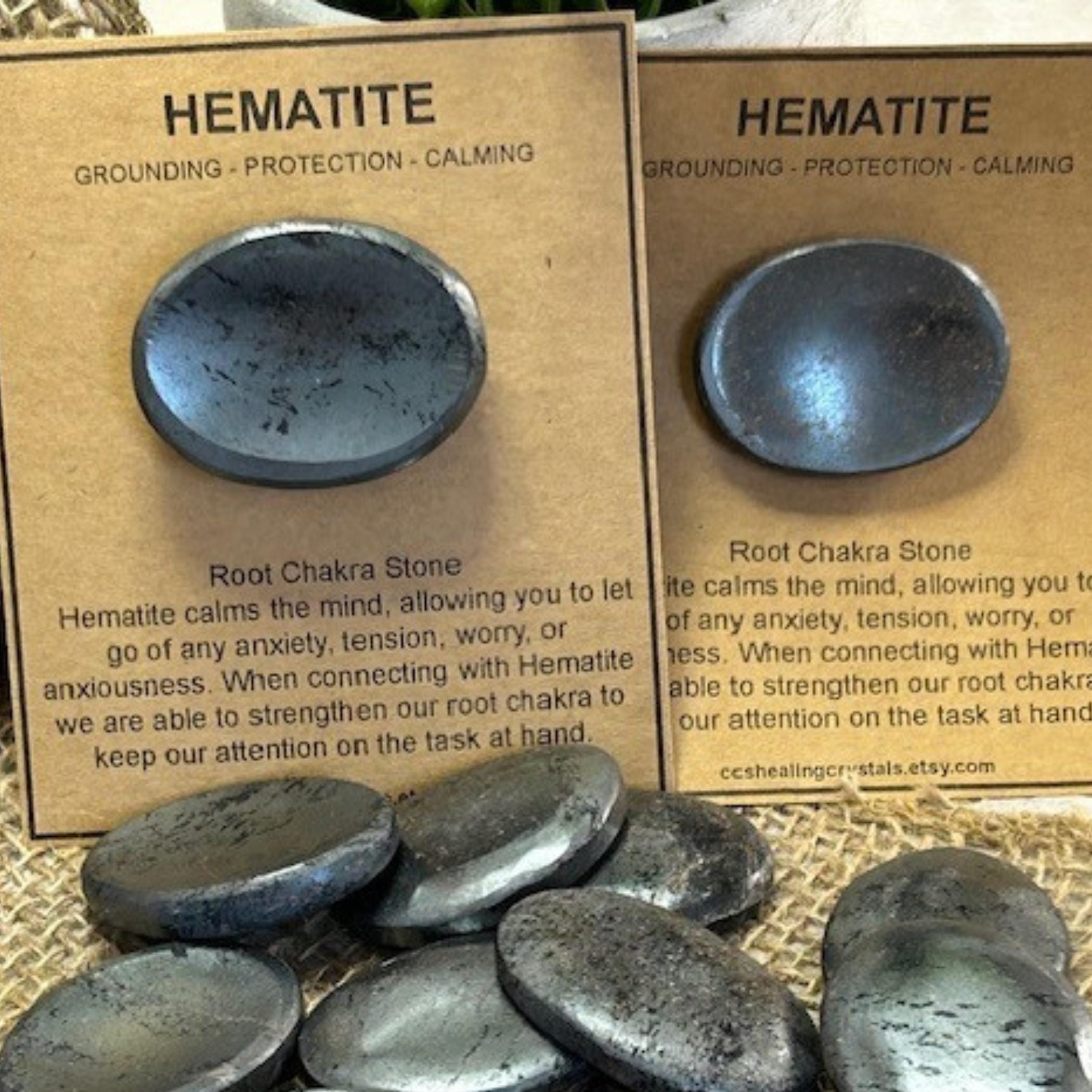 Hematite Worry Stone, Root Chakra Palm Stone 45mm X 35mm Palm Stone
