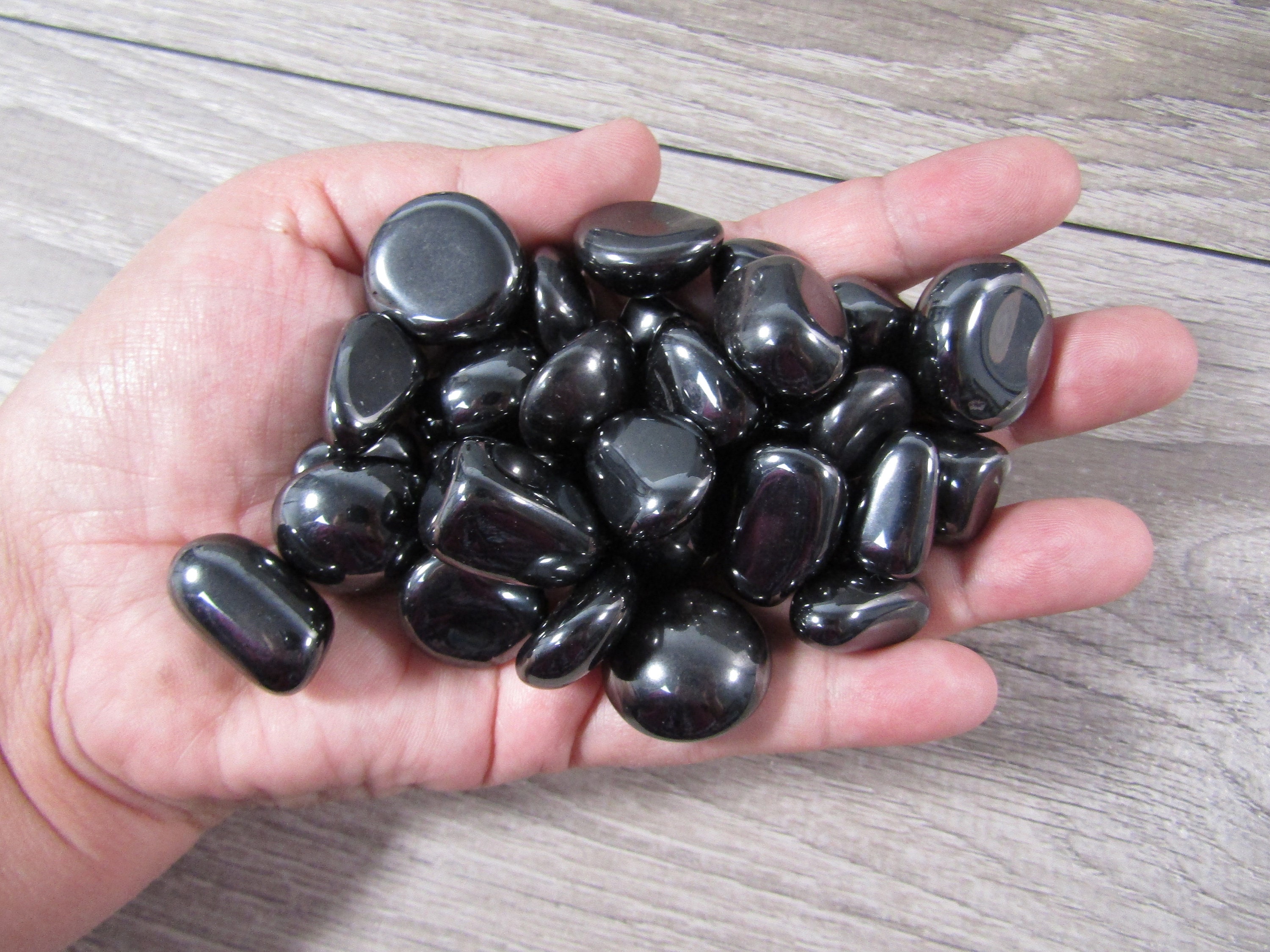 Hematite 1/2 Pound Bag Assorted Sizes Tumbled Stones Hematite 1/2 Pound Bag Assorted Sizes Tumbled Stones