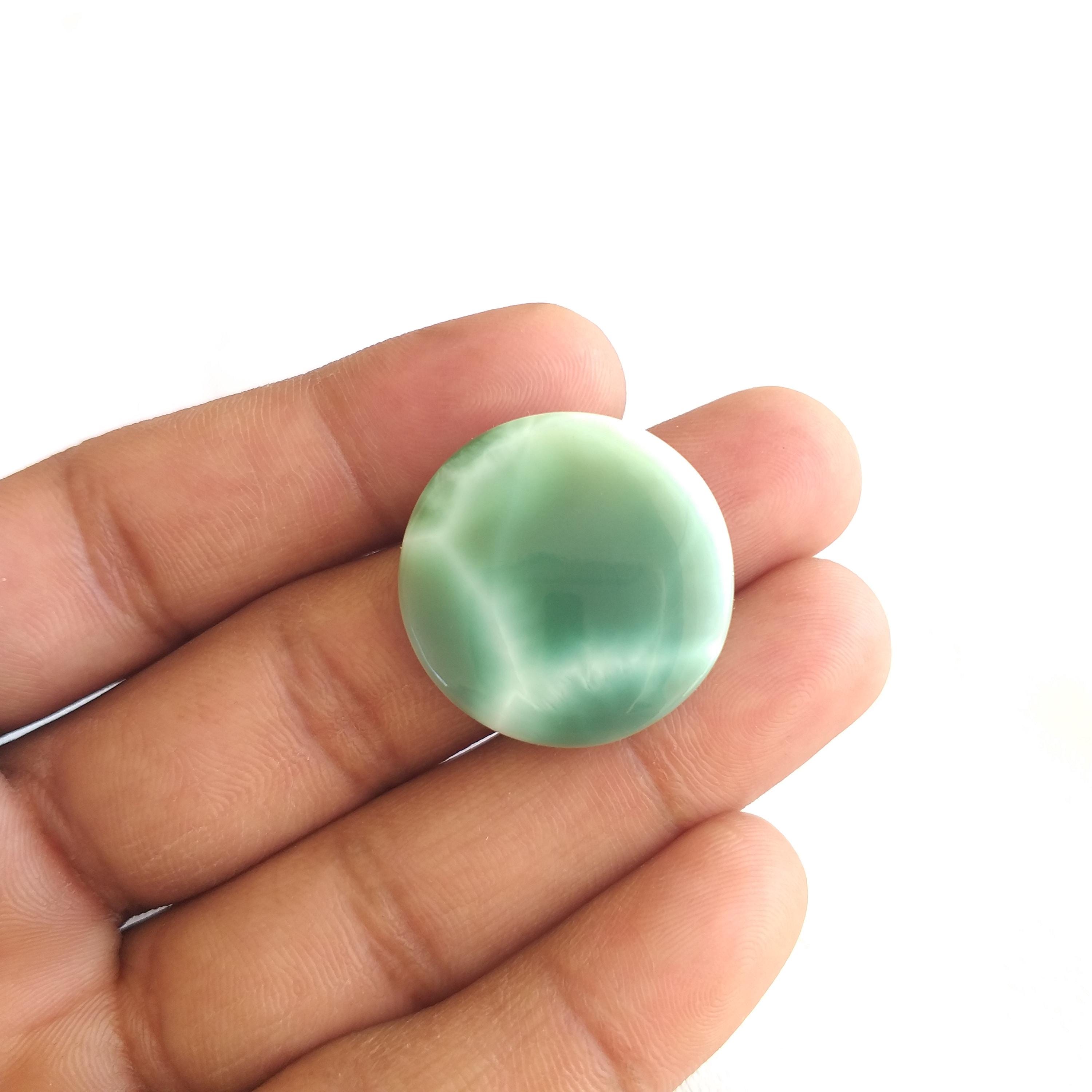 Handmade Hemimorphite Stone Cabochon, Polished Gemstone Round Shape, 27x5 Mm 33 Carat