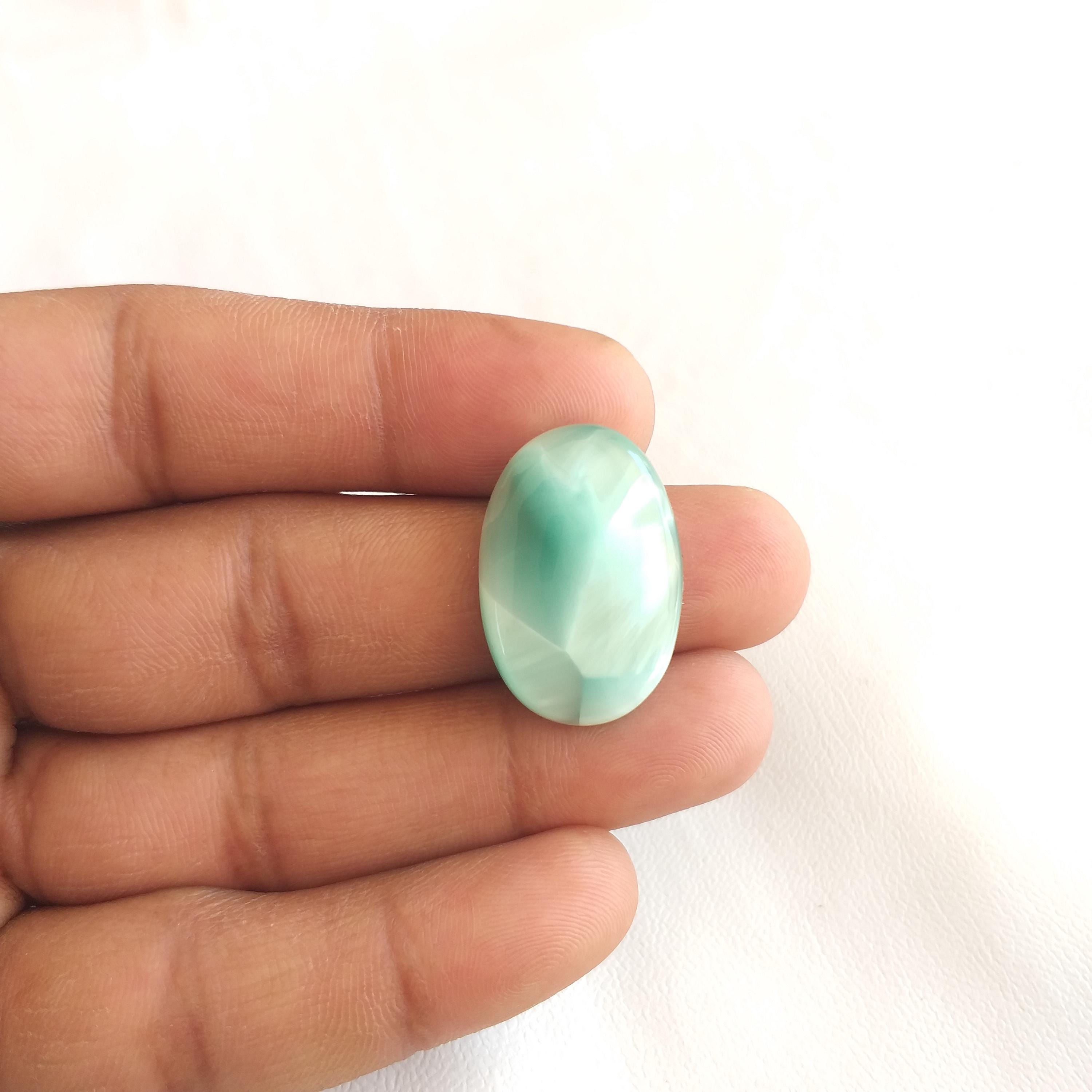 Polished Hemimorphite Stone Cabochon, Oval Shape Gemstone, 26x18x5 Mm 22 Carat