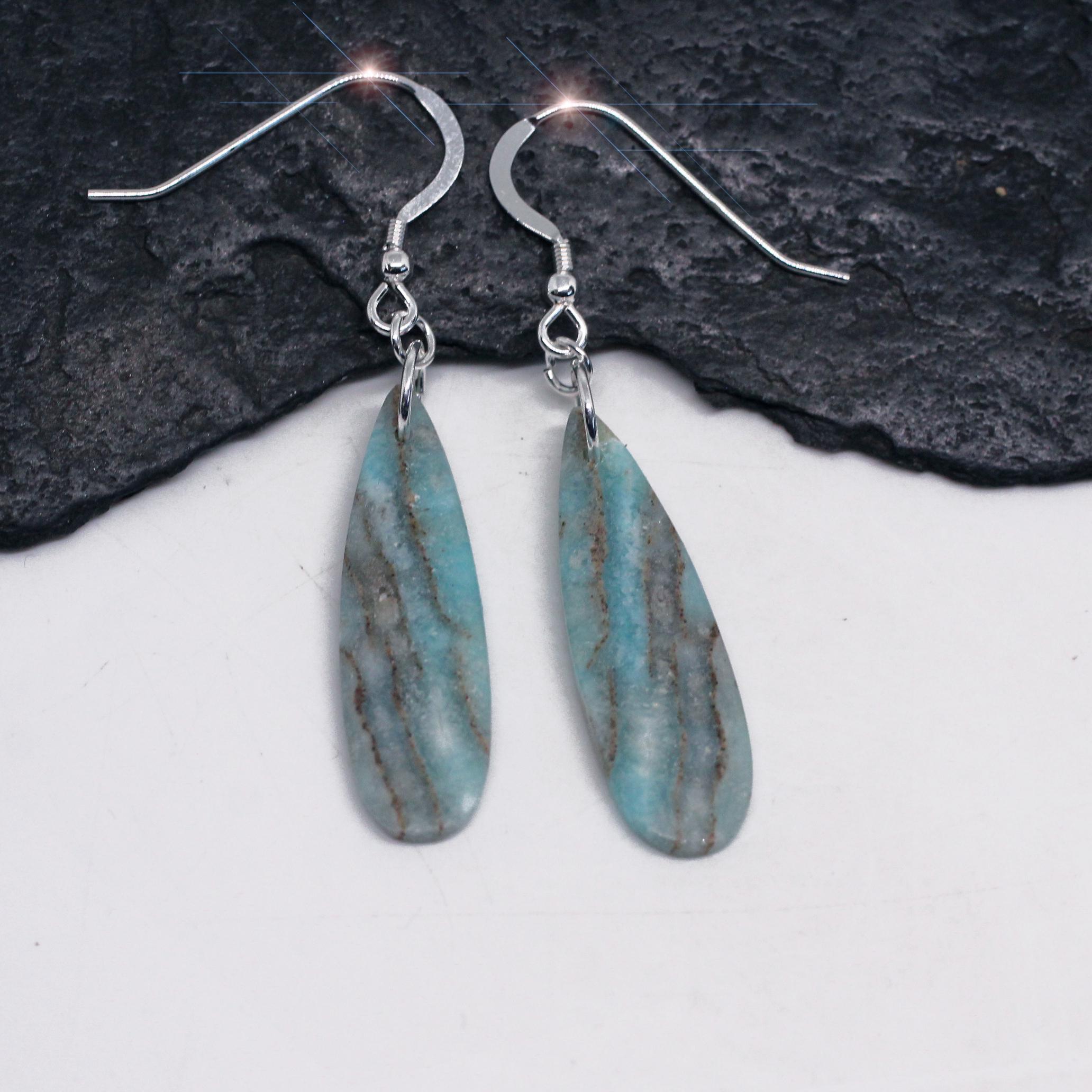 Sea And Sand - Hemimorphite And Sterling Silver Earrings