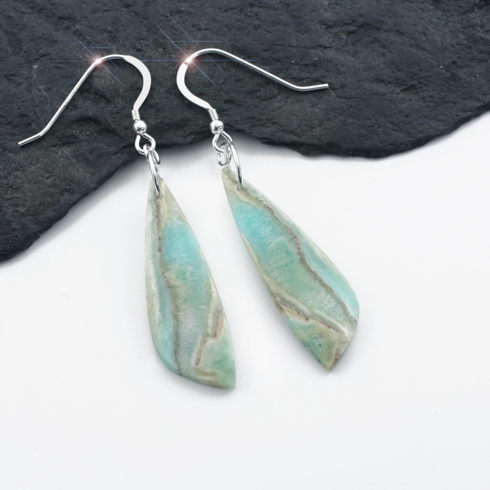 Sea And Sand - Hemimorphite And Sterling Silver Earrings