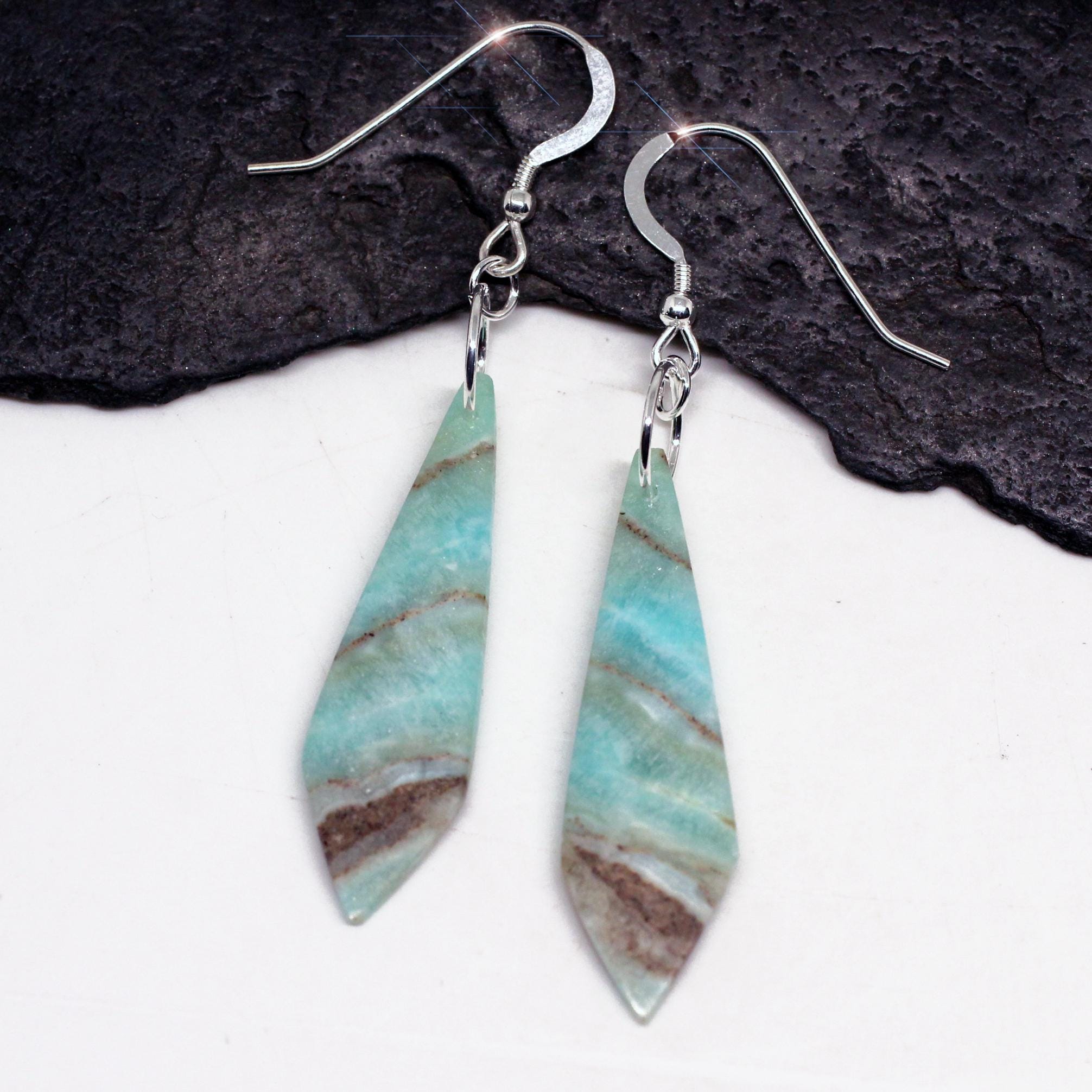 Sea And Sand - Hemimorphite And Sterling Silver Earrings