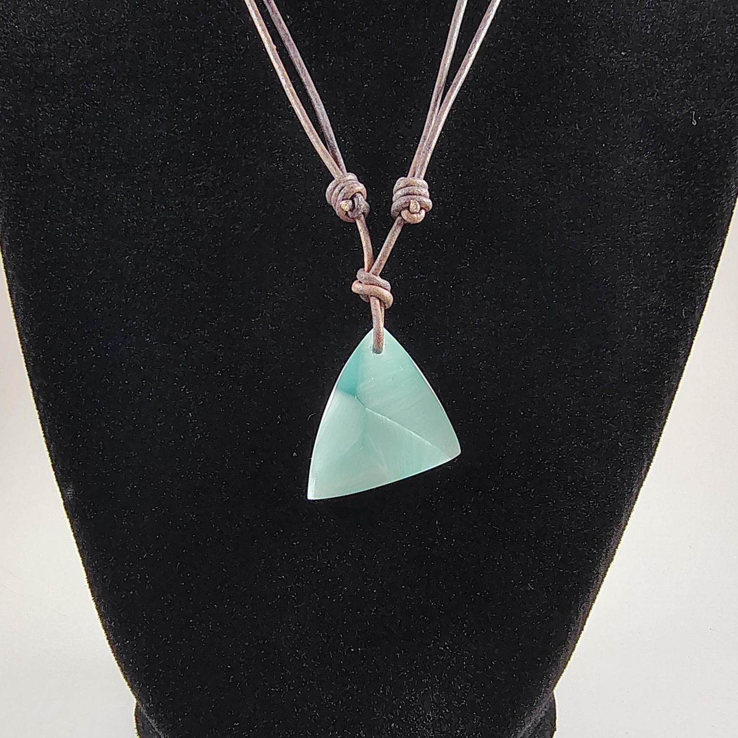 Hemimorphite Adjustable Leather Necklace Handmade By Chris Hay