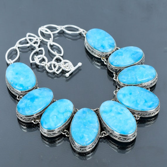 Handmade Hemimorphite 925 Sterling Silver Necklace - Vintage Style Handmade Hemimorphite 925 Sterling Silver Necklace - Vintage Style