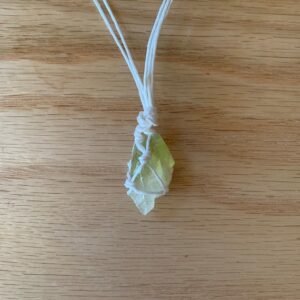 Hemp Cord Wrapped Crystal Necklaces - Green Calcite Hemp Cord Wrapped Crystal Necklaces - Green Calcite