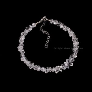 Herkimer Diamond Bracelet - 6mm-7mm Clear White Nuggets Beads - High Quality - Sterling Silver Clasp - Handmade Bracelet Herkimer Diamond Bracelet - 6mm-7mm Clear White Nuggets Beads - High Quality - Sterling Silver Clasp - Handmade Bracelet