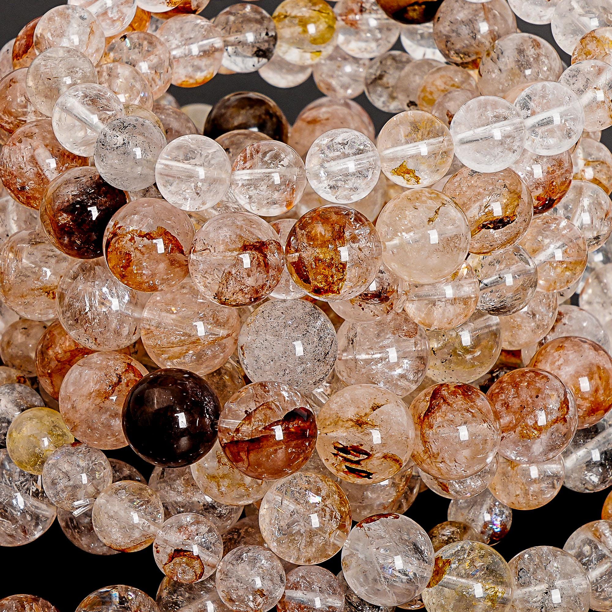 8mm 9mm 10mm 11mm 12mm 13mm Light Multicolor Herkimer Diamond Beads Bracelet Grade Aa Genuine Natural Round Gemstone 7.5" Bulk Lot Options