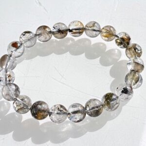 9.5mm, Natural Skeletal Herkimer Diamond Round Beads Bracelet, Herkimer Diamond Bracelet, 天然骸骨闪灵钻圆珠手串 #1086 9.5mm, Natural Skeletal Herkimer Diamond Round Beads Bracelet, Herkimer Diamond Bracelet, 天然骸骨闪灵钻圆珠手串 #1086