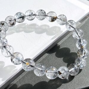 9.5mm, Natural Herkimer Diamond Round Beads Bracelet, Herkimer Diamond Bracelet, 天然闪灵钻圆珠手串 #1087 9.5mm, Natural Herkimer Diamond Round Beads Bracelet, Herkimer Diamond Bracelet, 天然闪灵钻圆珠手串 #1087