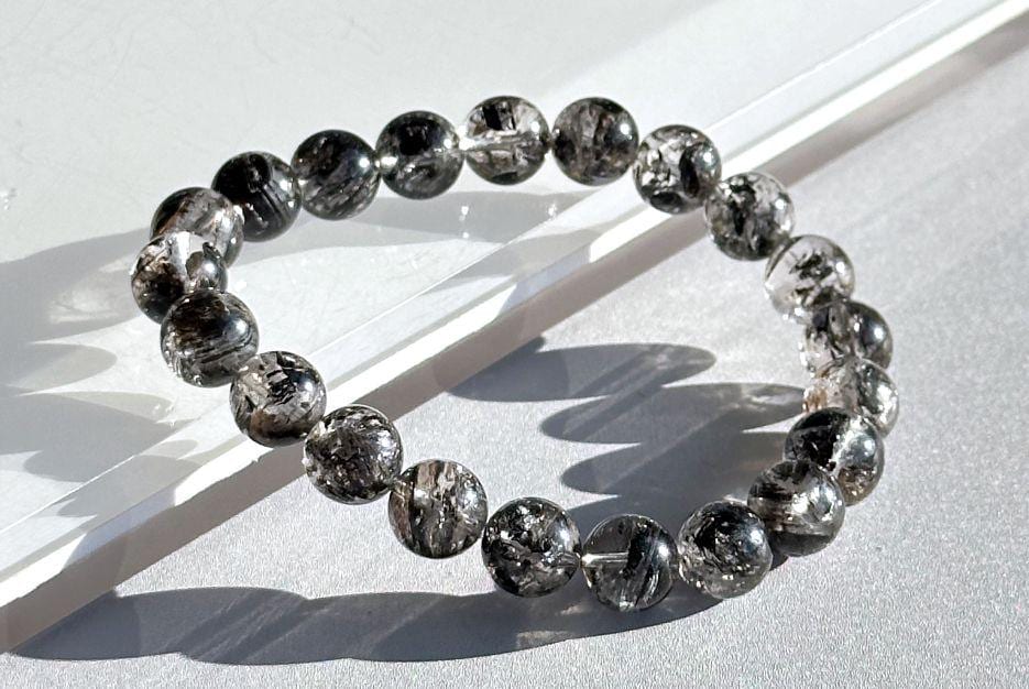 9mm, Certified Natural High Grade Herkimer Diamond Round Beads Bracelet, Herkimer Diamond Bracelet, 天然最高级黑武士闪灵钻圆珠手串 9mm, Certified Natural High Grade Herkimer Diamond Round Beads Bracelet, Herkimer Diamond Bracelet, 天然最高级黑武士闪灵钻圆珠手串