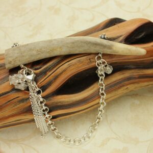 Antler Silver Bracelet, Herkimer Diamonds, Rolo Sterling Chain Bracelet, Deer Natural Shed, Organic Antler Silver Bracelet, Herkimer Diamonds, Rolo Sterling Chain Bracelet, Deer Natural Shed, Organic